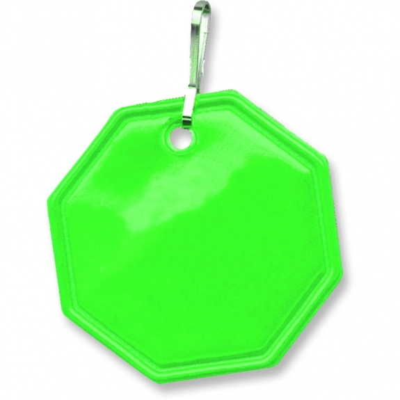 Fluor. Green Octagon Shaped Reflective Promotional Zipper Pulls