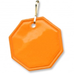 Fluor. Orange Octagon Shaped Reflective Promotional Zipper Pulls