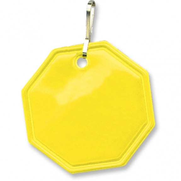 Fluor. Yellow Octagon Shaped Reflective Promotional Zipper Pulls