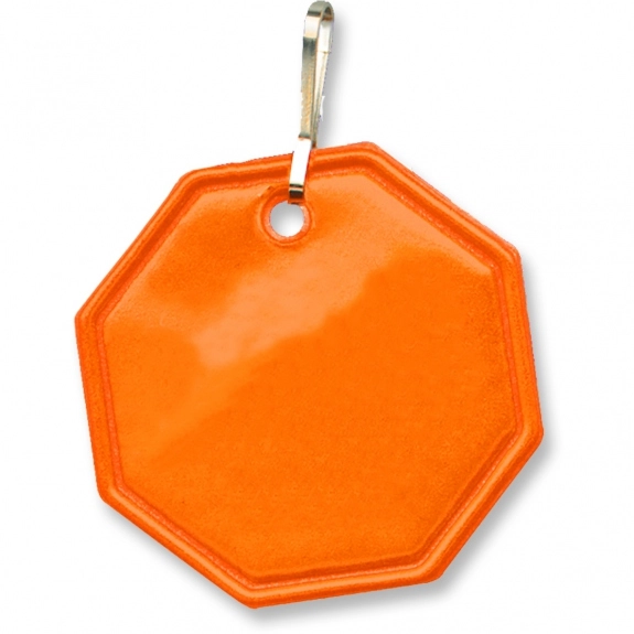 Orange Octagon Shaped Reflective Promotional Zipper Pulls