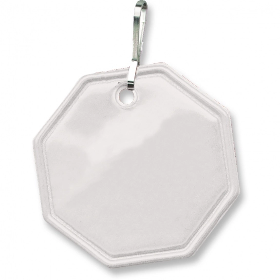 White Octagon Shaped Reflective Promotional Zipper Pulls