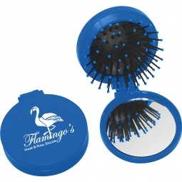 Blue 2-in-1 Custom Mirror Compact w/ Hair Brush