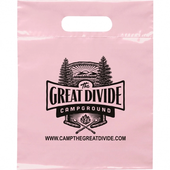 Pink Die Cut Handle Promotional Plastic Bag - 9.5"w x 12"h