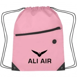 Pink - Two-Tone Custom Drawstring Bag w/ Pocket