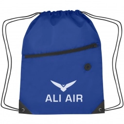 Royal Blue - Two-Tone Custom Drawstring Bag w/ Pocket