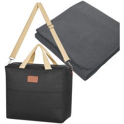 Charcoal - Custom Cooler Bag with Fleece Blanket Combo
