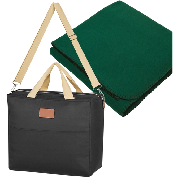 Hunter Green - Custom Cooler Bag with Fleece Blanket Combo