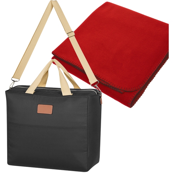 Red - Custom Cooler Bag with Fleece Blanket Combo