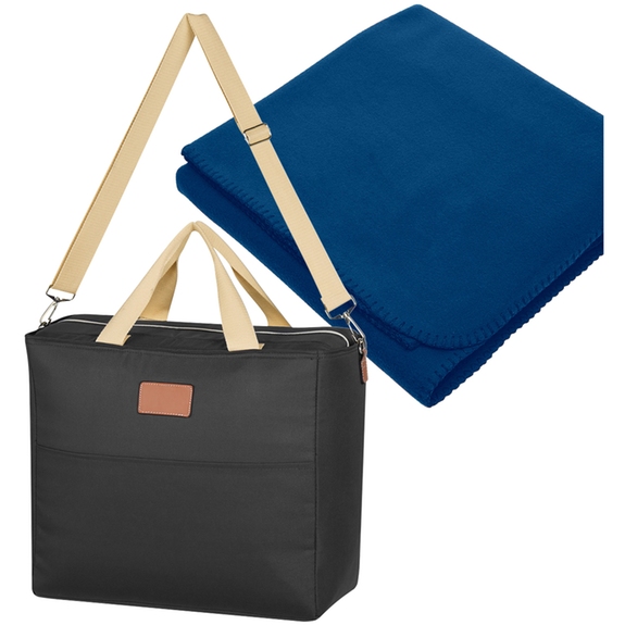 Royal Blue - Custom Cooler Bag with Fleece Blanket Combo
