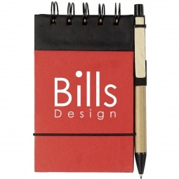 Red/Black - Eco-Friendly Spiral Promotional Jotter w/ Pen - 3"w x 5"h
