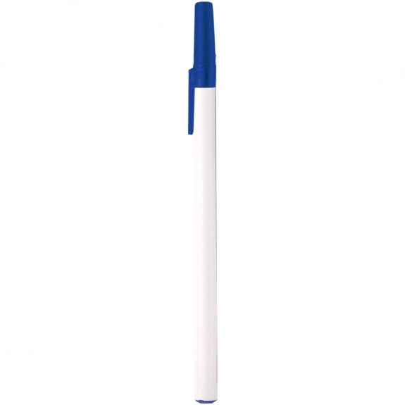 White/Blue Trim Stick Custom Imprinted Pen