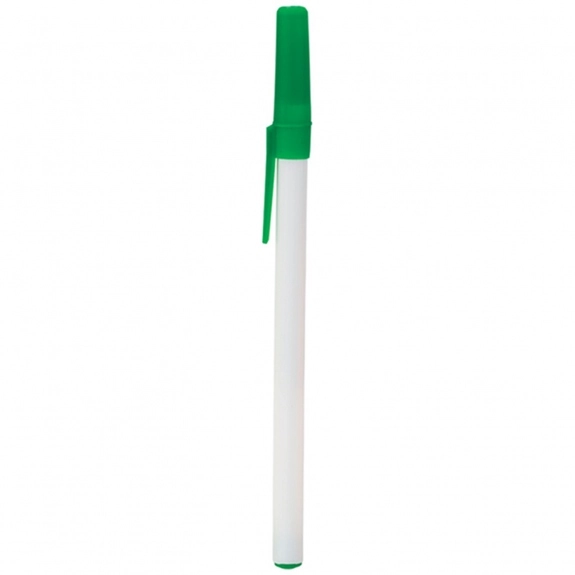 White/Green Trim Stick Custom Imprinted Pen