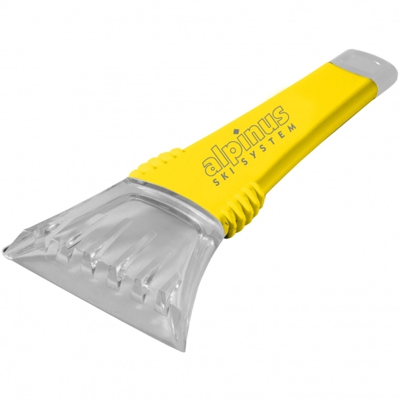 Yellow Promotional Ice Scraper w/ Clear Blade - 7"
