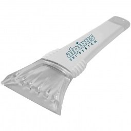 White Promotional Ice Scraper w/ Clear Blade - 7"