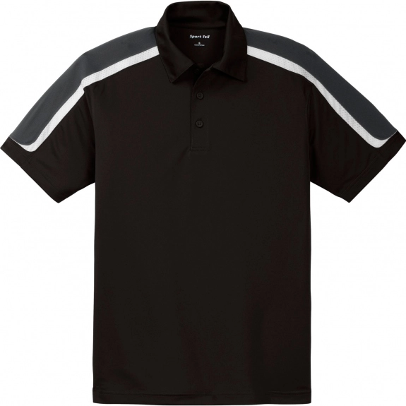 Black/Iron Gray Sport-Tek Tricolor Sport-Wick Custom Polo Shirt - Men