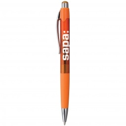 Orange - Translucent Promotional Ballpoint Pen w/ Metal Clip