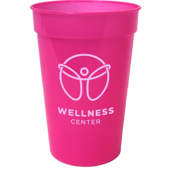 Neon Pink Smooth Promotional Stadium Cup - 17 oz.
