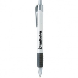 Grey Comfortable Ribbed Grip Click Logo Pen
