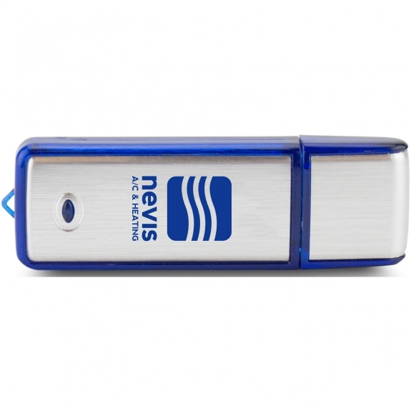 Dark Blue Rectangle Translucent Accent Logo USB Drive - 1GB