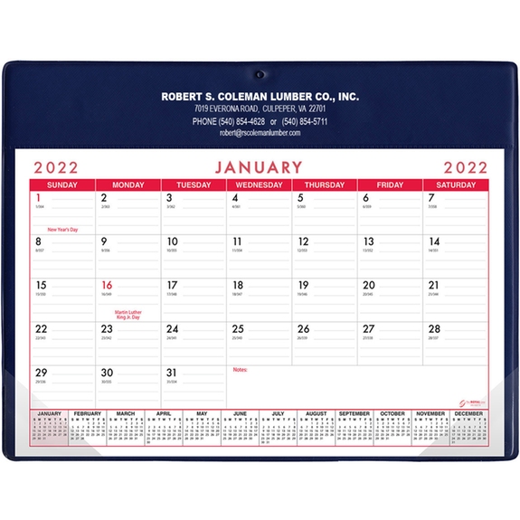 Royal Blue Custom Desk Pad Calendar