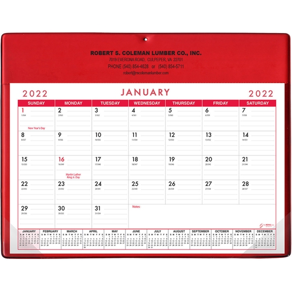 Red Custom Desk Pad Calendar