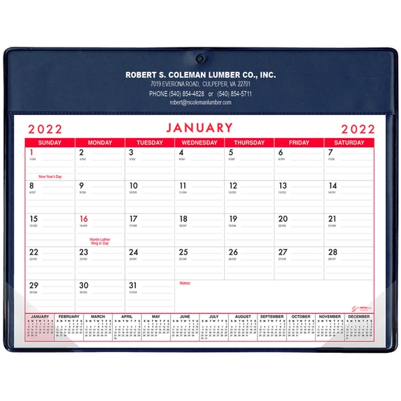 Navy Blue Custom Desk Pad Calendar