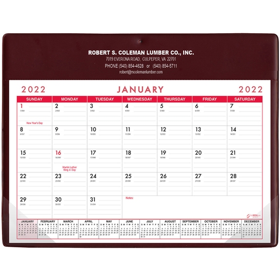 Maroon Custom Desk Pad Calendar