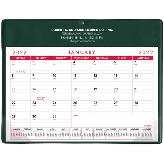 Green Custom Desk Pad Calendar