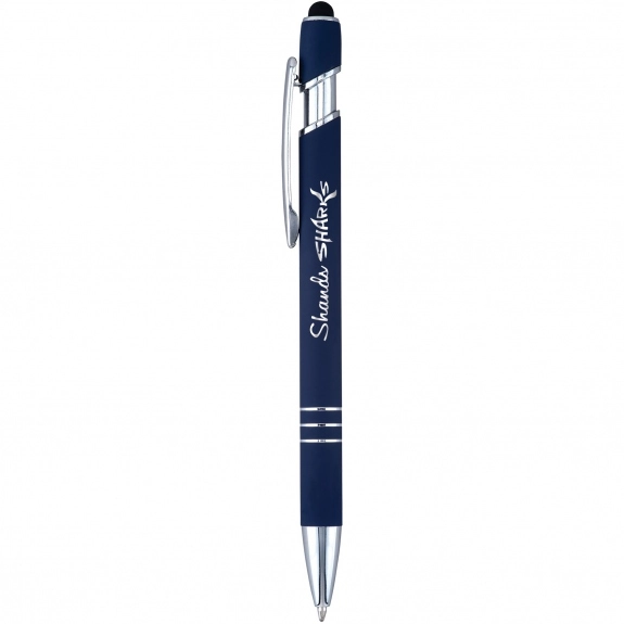 Blue - Rubberized Executive Promotional Stylus Click Pen