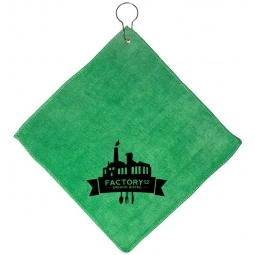 Green - Microfiber Custom Golf Towel w/ Grommet & Hook