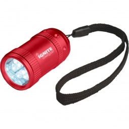 Red Aluminum Stubby Promotional LED Flashlight - Laser Engraved