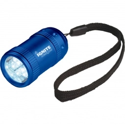 Blue Aluminum Stubby Promotional LED Flashlight - Laser Engraved