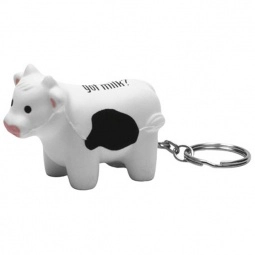 White/Black Dairy Cow Promotional Keychain Stress Ball
