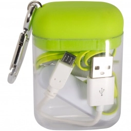 Lime Green Rechargeable Bluetooth Custom Ear Buds w/ Carabiner Case