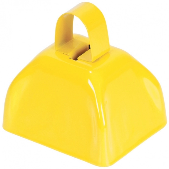 Yellow Colored Metal Logo Cow Bell - 3"