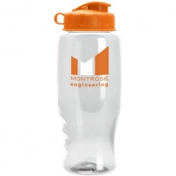 Clear Translucent Promotional Sports Bottle w/ Flip Lid - 27 oz.