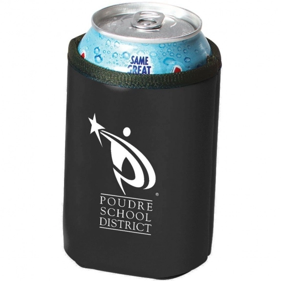 Black Deluxe Collapsible Promotional Can Cooler Sleeve
