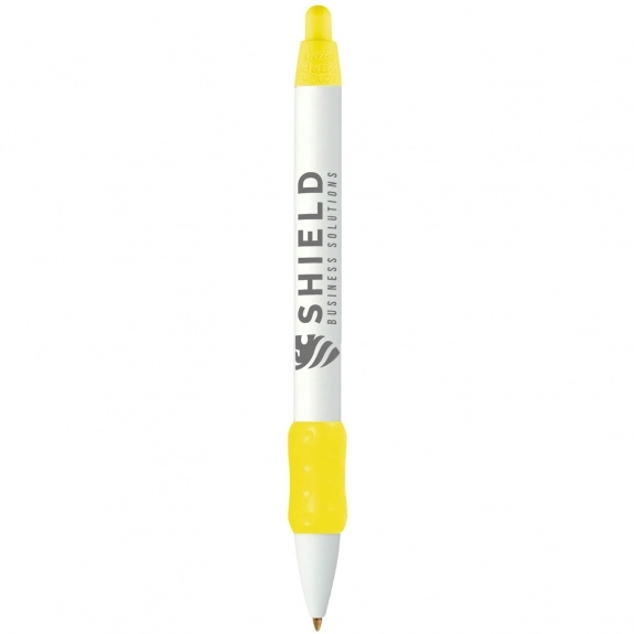 Yellow BIC WideBody Retractable Imprinted Pen w/ Color Rubber Grip