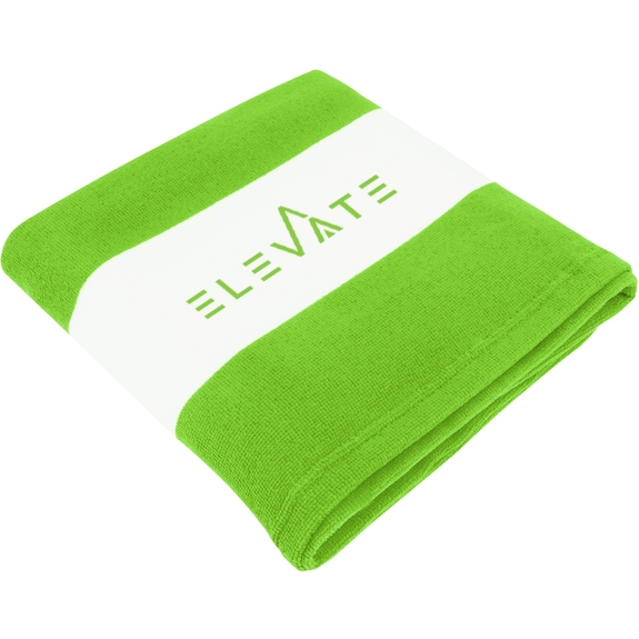 Green - Striped Microfiber Promotional Beach Towel - 27.5" x 55"