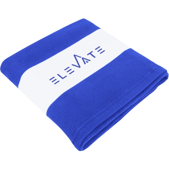 Royal blue - Striped Microfiber Promotional Beach Towel - 27.5" x 55"