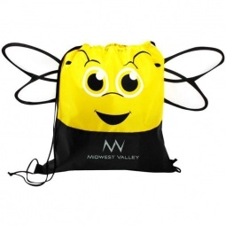 Yellow/Black Paws & Claws Promotional Drawstring Backpack - Bee