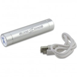 Silver Power Bank Custom Charger w/Flashlight