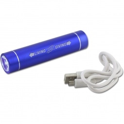Blue Power Bank Custom Charger w/Flashlight