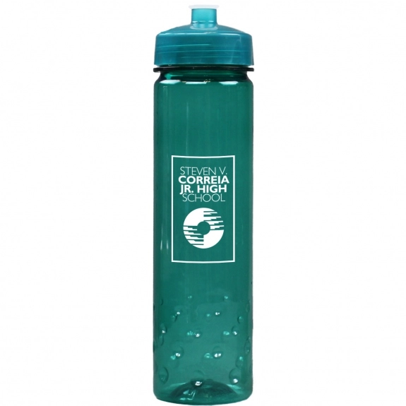 Translucent Aqua - Translucent Promotional Water Bottle w/ Bubble Grip - 24