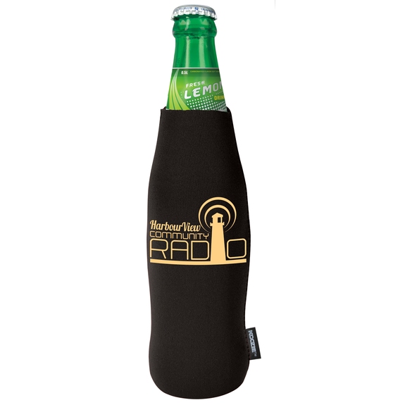 Black - KOOZIE&#174; Custom Bottle Cooler w/ Removable Bottle Opener