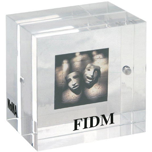 Clear MoMA Acrylic Photo Cube - Promotional Paperweight - 3.5"