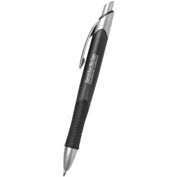 Black Translucent Gel Promotional Pen w/ Rubber Grip