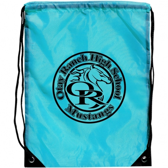 Sky Blue Barato Custom Drawstring Backpack - 13.5"w x 17.75"h
