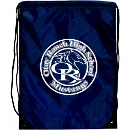 Navy Blue Barato Custom Drawstring Backpack - 13.5"w x 17.75"h