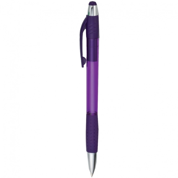 Translucent Purple Retractable Translucent Custom Pens w/ Textured Grip